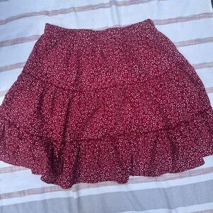 Women's Red&White Floral Skirt